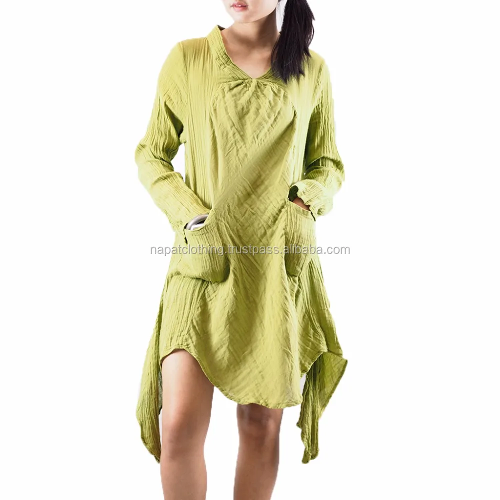 NAPAT Hippie Long Sleeve Dress For Woman Spring Summer Fashion Clothes Baggy Harem Dress
