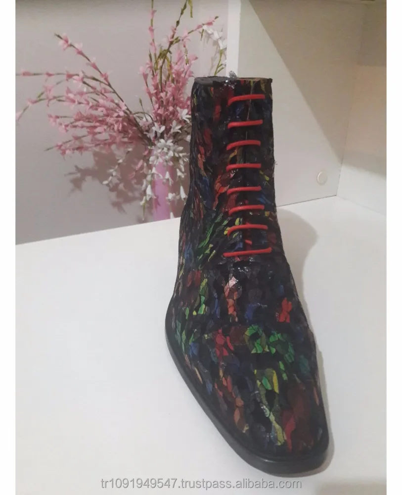 New Style Leather High Cut Boots 2017 Special Design Handmade Men Boots Sexy Gentleman Model