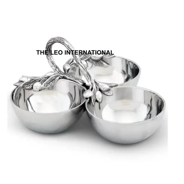 metal 3 tier decorative nut  and chocolate serving bowl hotel salad bowl