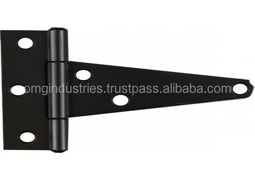 OMG Industries T Hinges Hardware Rustproof Black Gate Shed Door T-Strap Tee Hinge