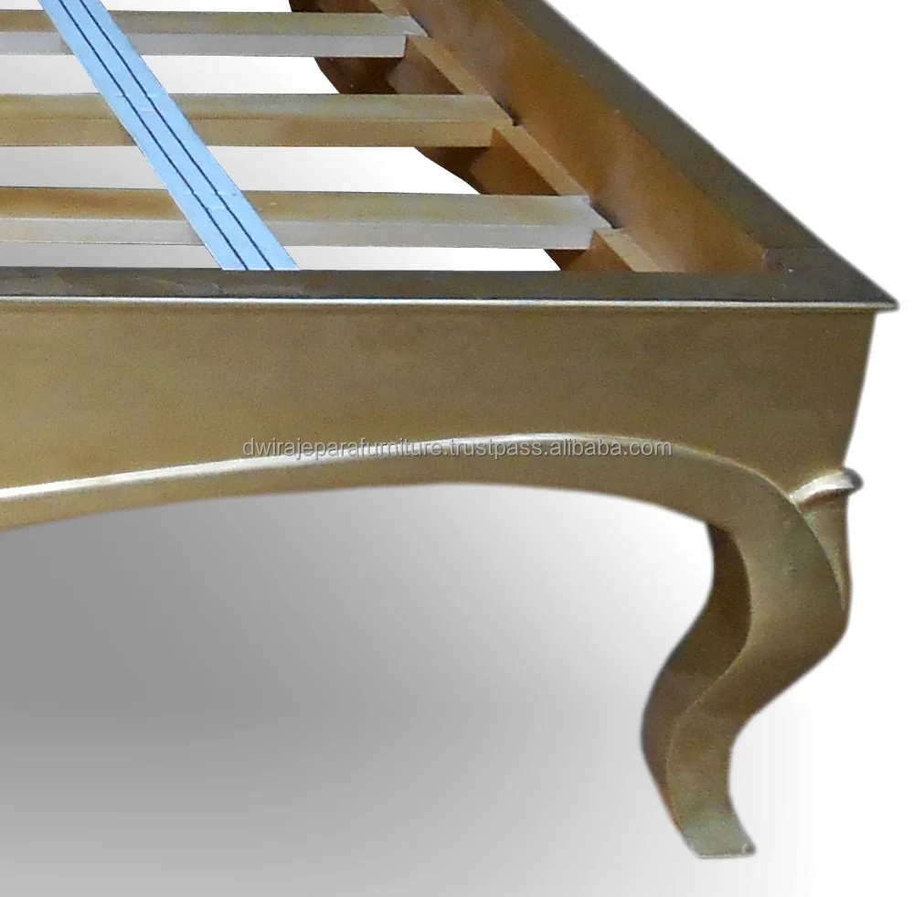 Upholstered Gold Bedroom Furniture Bed Mahogany