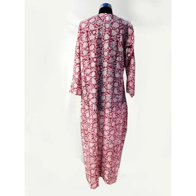 Hand block printing ethnic fashionable dress up women long dress casual indian handmade craft sewing classic