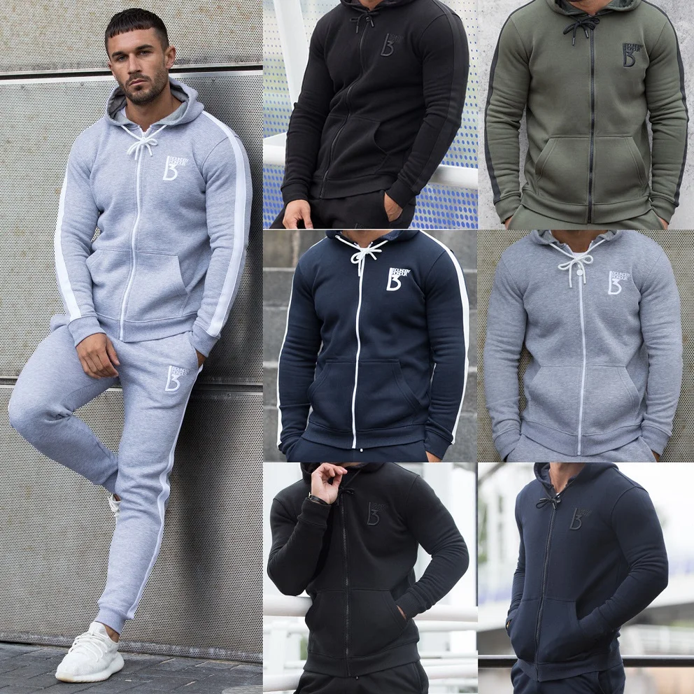 PIT-335 Mens Sportswear Sets Autumn Winter Hooded Thick Male Casual Tracksuit Men 2 Piece Sweatshirt Sweat pant tracksuit
