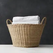 Extra large rattan and wicker laundry basket
