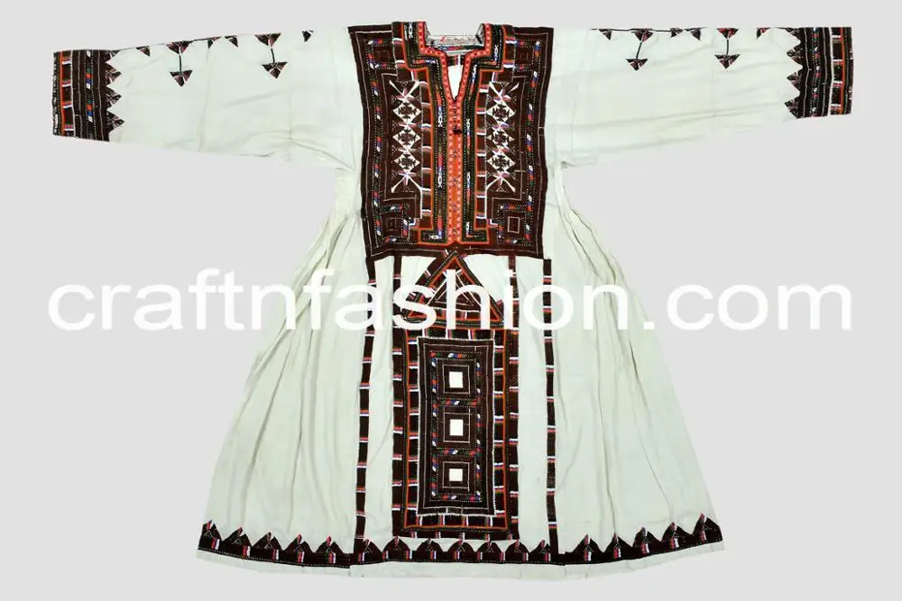 Этническое вышитое вручную женское платье Kuchi-платье Kuchi с цветочным принтом-одежда для племенных танцев