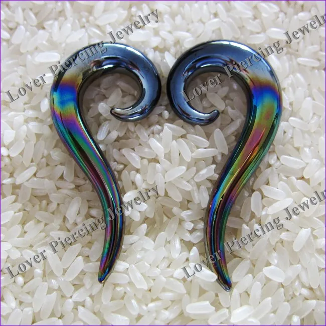 [GB-116] Custom Made High Quality Pyrex Glass Ear Plugs Spiral Anodized Rainbow Body Piercing Plugs Jewelry