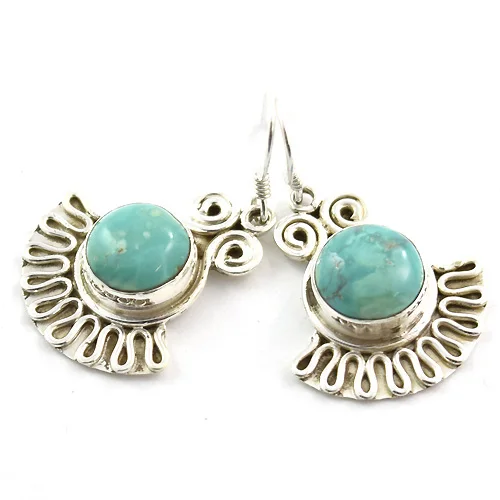 925 sterling silver drop earrings for women authentic blue Tibetan turquoise wholesale jewelry