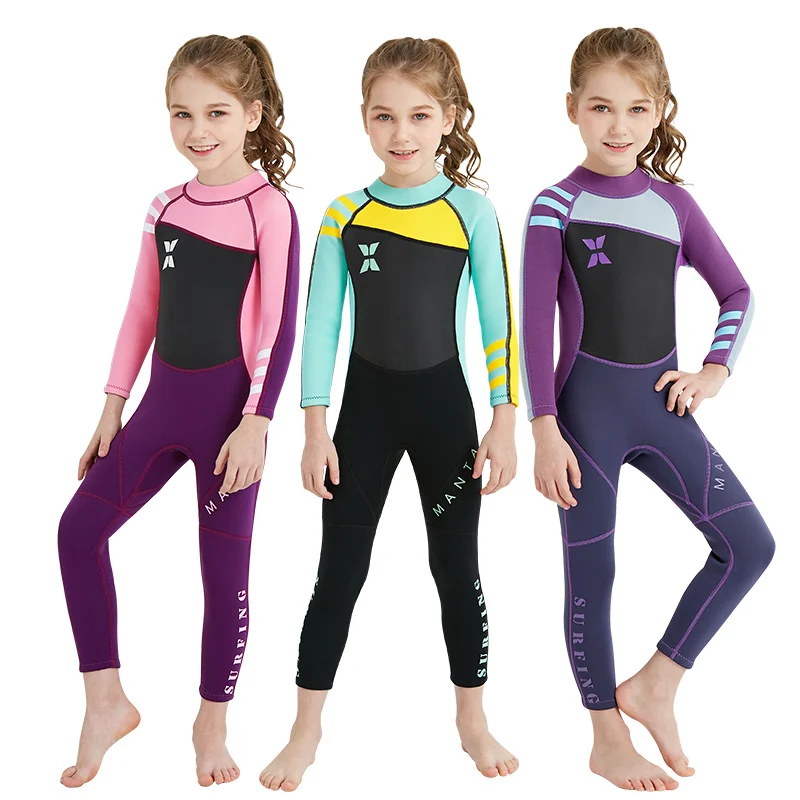 Girls Warm 2.5MM Summer Swimming Diving Surfing Suit Children Wetsuit