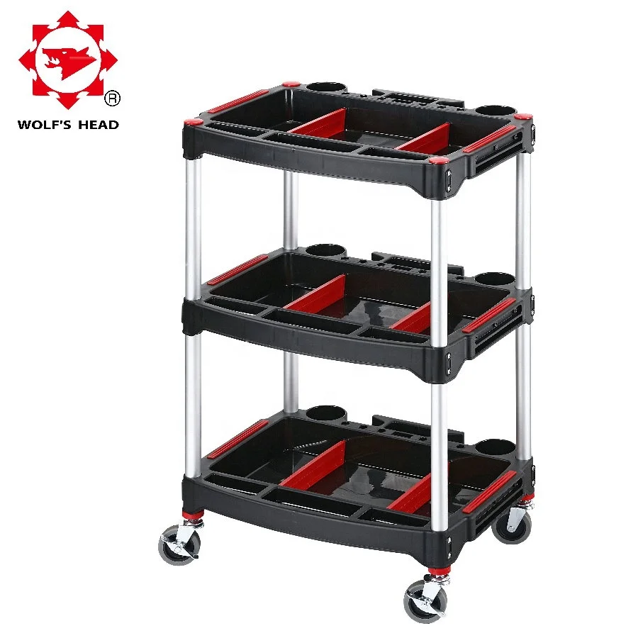 3 Tier Trolley Rolling Tool Tableware Storage Organizer with Dividers Utility Cart