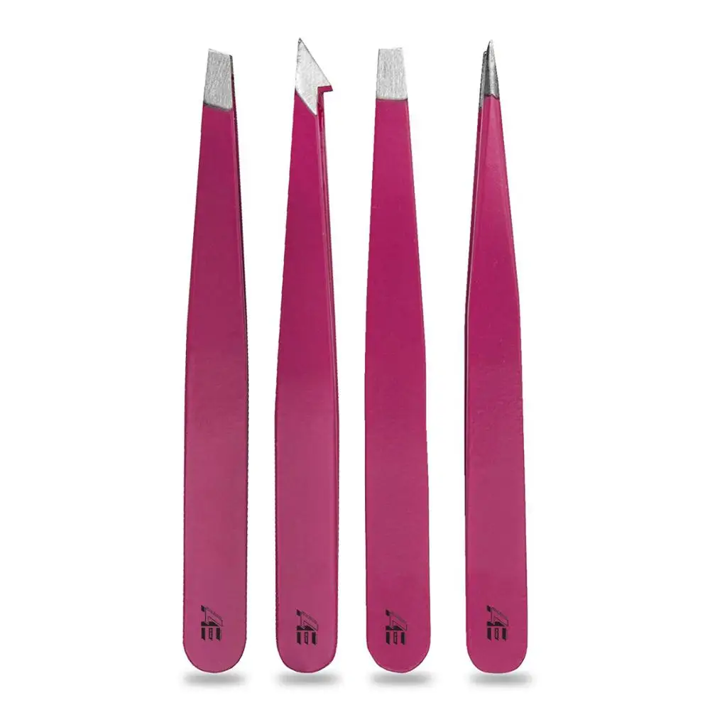 Лидер продаж профессиональный набор на заказ пинцет для бровей из 4 предметов длинный и заостренный с чехлом 2024