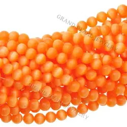 Gemstone Beads Cats Eye smooth round beads color #4 Orange
