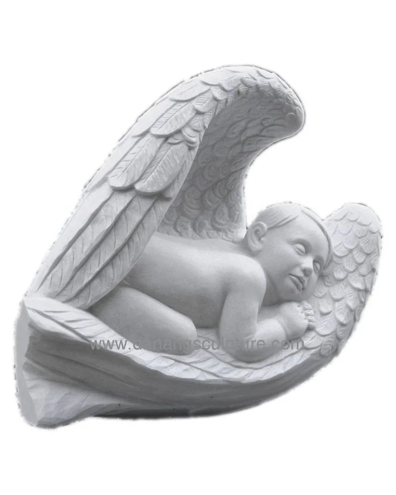 Hand Carved Baby Angel White Marble Statue Custom Size Figure Statue Indoor Outdoor Garden Cemetery Versatile Design Home Office