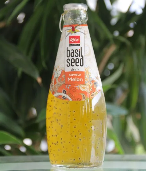 
OEM basil seed drink - 290ml glass bottle, Fresh Melon Juice, Basil seed drink/ low calories/ fruit juice 