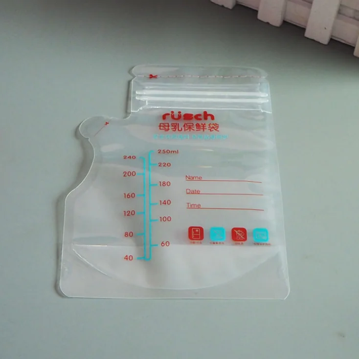 
BPA Free freezer safe zip lock self-standing up breast milk storage bag 