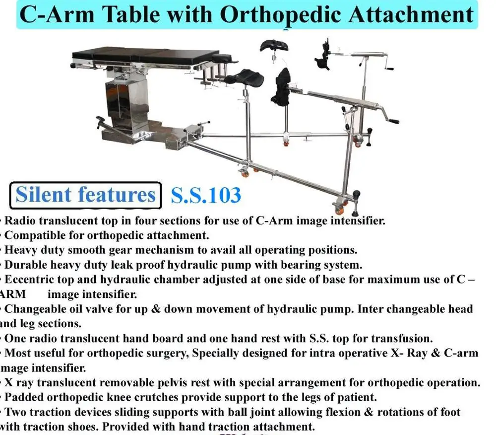 Hospital C arm OT table with orthopedic attachment Hydraulic Orthopedic OT Table Patient Operating Table