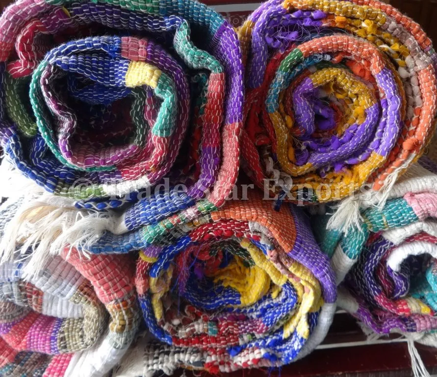 Handloom vintage rug chindi indian dhurrie rugs carpets flooring yoga mat