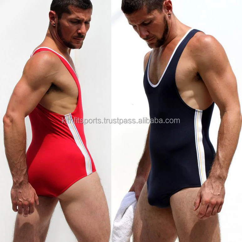Wholesale custom made Red/Navy Blue Lycra Wrestling Wear Wrestling Singlet for Body Building