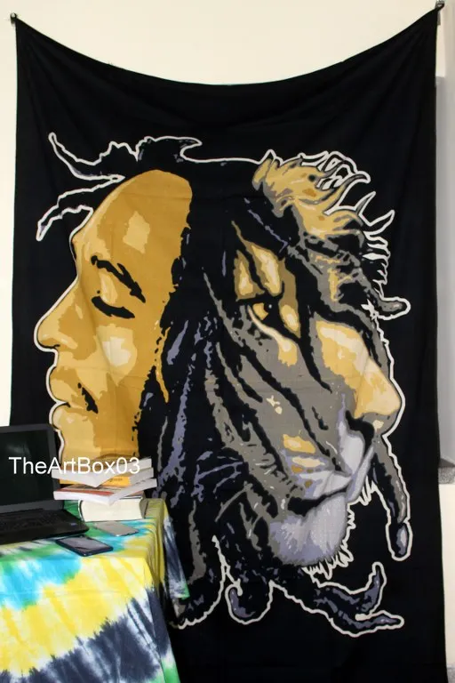 Bob Marley Lion Face Bob Marley Bohemian Tie Dye Small Tapestry Printed Hot Selling Tapestry Mandala Wall Tapestry