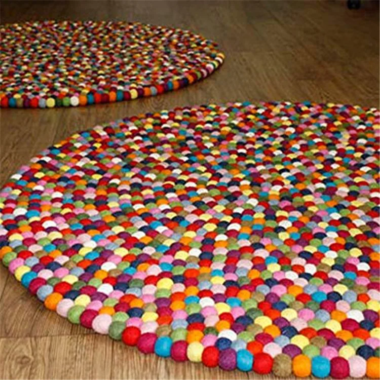 High Quality Nepalese Handmade Multicolour Felt Wool Ball Rugs -  New Design Ball Rug Felt Decoration Accessories Home Products