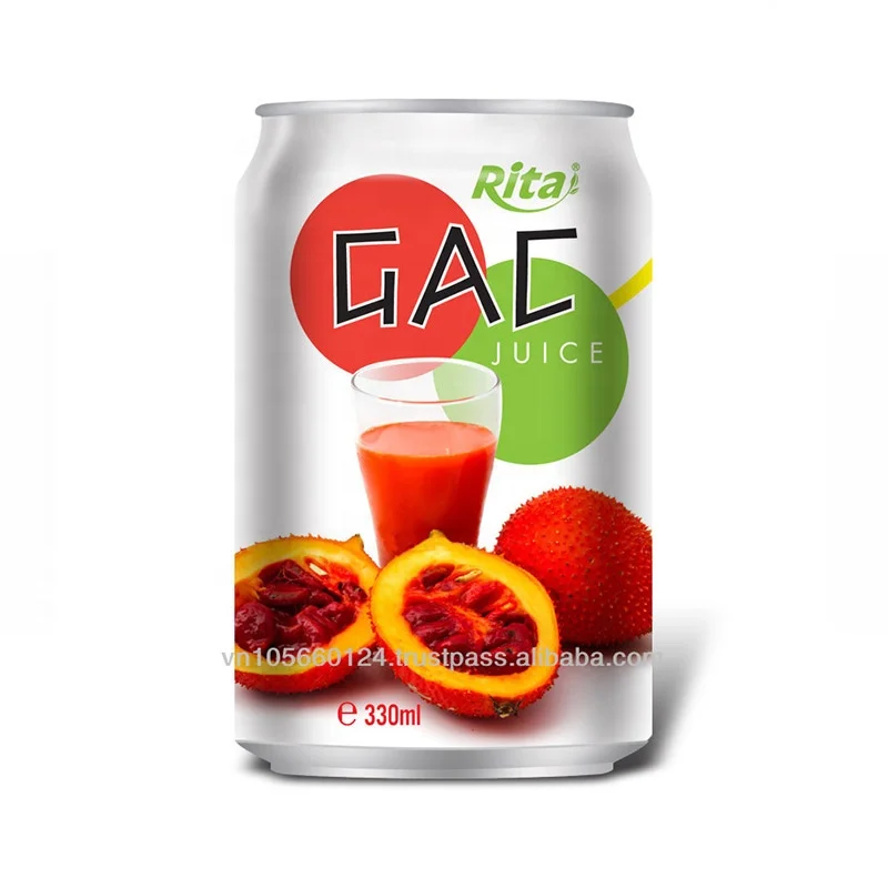 Vietnam Manufacturer High Quality 330ml Pure Gac Fruit Juice Drink Supply Certificate Natural  (Packing: 24 Bottle/ Carton)