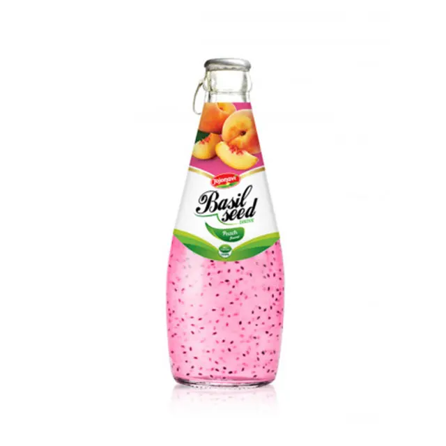 
Fruit Juice Basil seed drink with Orange flavour in Glass bottle 290ml coconut water ODM service from Viet Nam 