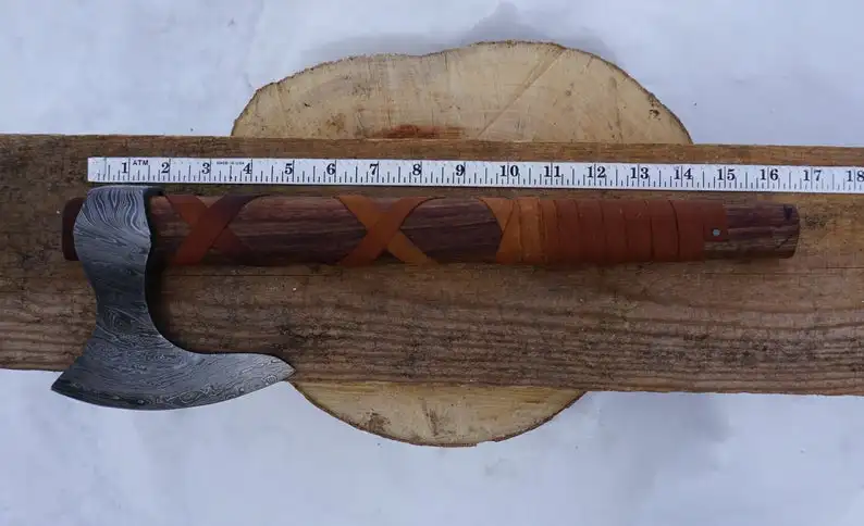 HAND FORGED DAMASCUS STEEL ODIN VIKING AXE FUNCTIONAL ART TOMAHAWK VIKING AXE CAMPING OUTDOOR HUNTING AXE V-007