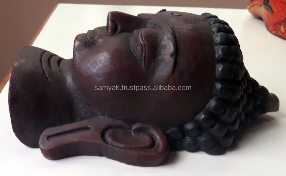 Hand Crafted Wooden  Face Craft Mask Lord Buddha Wood Carving Wall Hanging House Decor and Gifts Handicrafts Made In Nepal