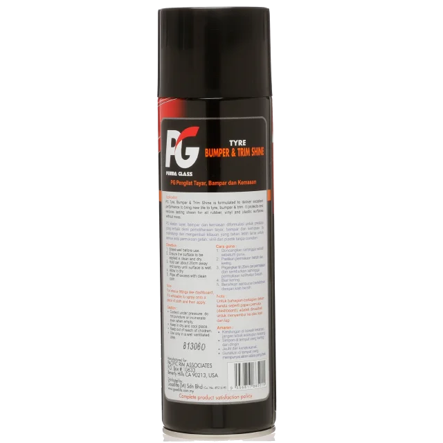 Trusted Malaysia Manufacturer Exporter PG Perma Glass Tyre Bumper & Trim Shine (500ml) Recommended for Automotive & Automobile