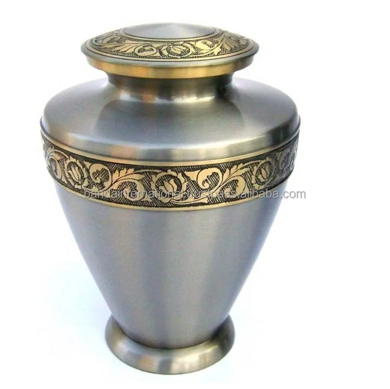 Wholesale Best Selling Metal Cremation Urns With Engraving Band Solid Low Prices Brass Large Funeral Urns Made India