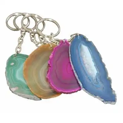 Agate Slice Key Holder Agate Slice Keyring Agate Slice Keychains Wholesale Natural Stones Crystal Crafts Reiki Rocks Keychains