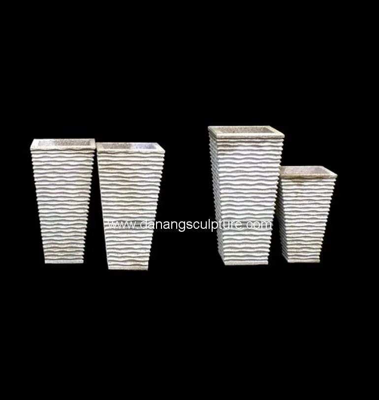 Hand carved yellow marble indoor planter pot flowerpot natural stone DSF-LH04