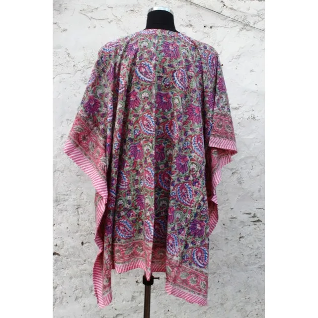 Hand Block Printed Soft Cotton Kaftan Indian Natural Summer Tunic Women Blouse