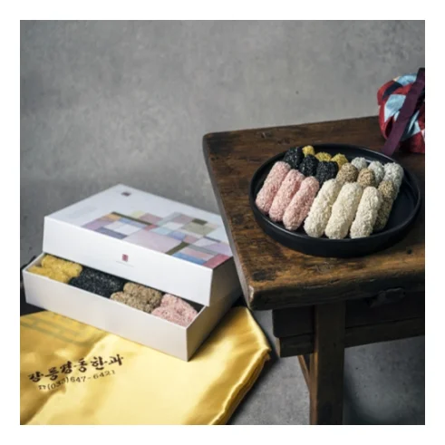 Korean Traditional Snack: 5-Color Sweet Rice Puffs Package