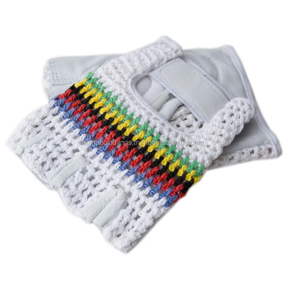 Rainbow Stripe Cycling Gloves, Mesh Half Finger Cycling Gloves