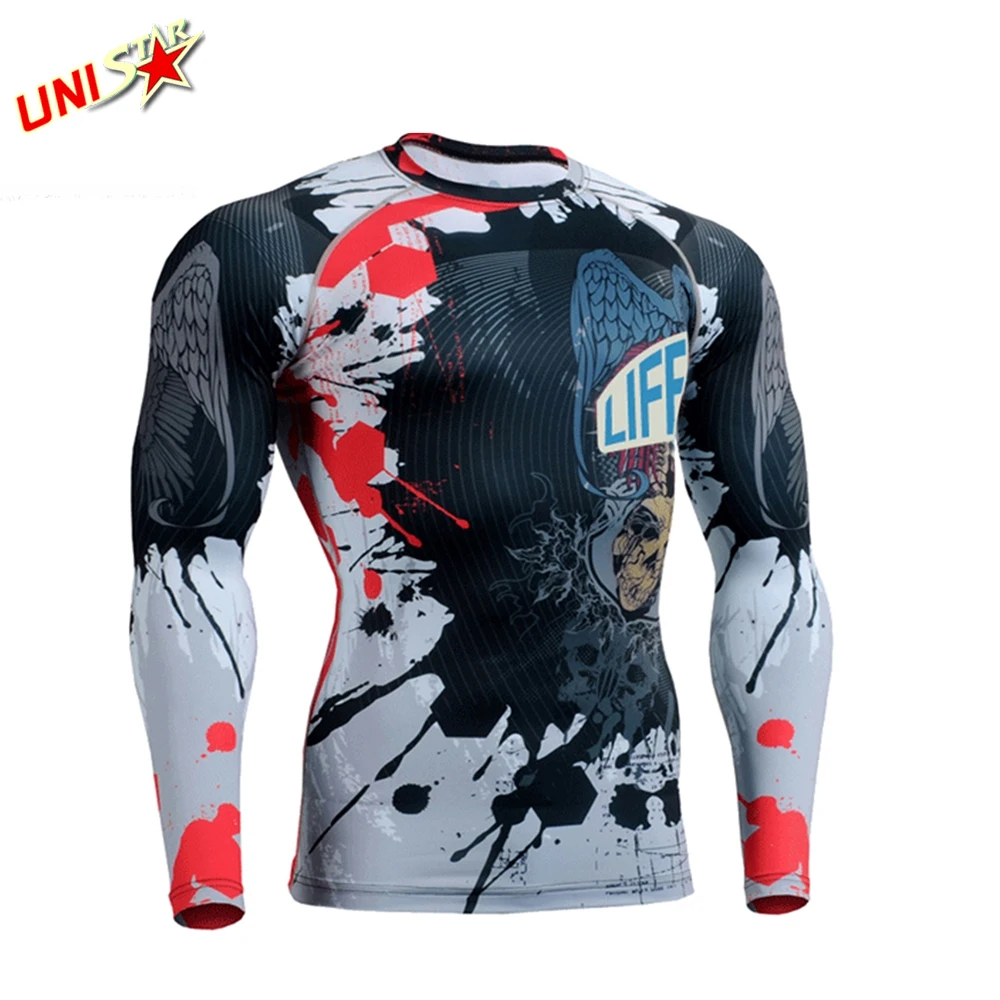 Top Selling Latest Rash Guard Compression Gym Shirts Surfing Long Sleeve Custom Logo UV BJJ Rashguard MMA Sublimated Mens Rash G