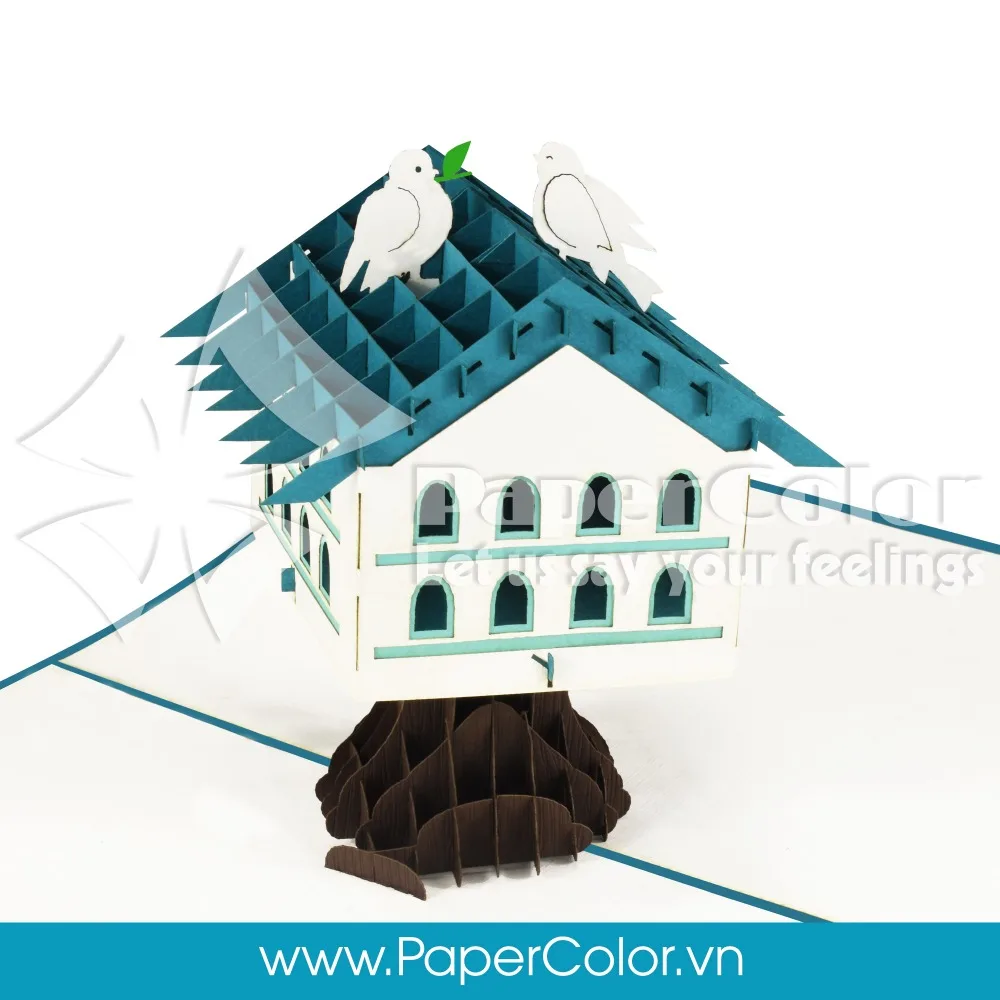 
3D выдвижная поздравительная открытка в виде голубя, Вьетнам, ручная работа, лазерная резка, низкая цена, оптовая продажа 