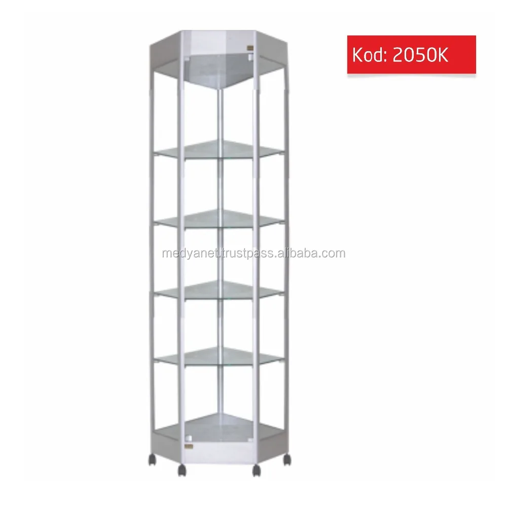 Modern Aluminum Profiled Corner Glass Display Cabinet for Stores  Geometric Design Glass Showcase Shop Vitrines