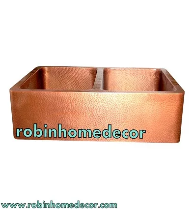 ANTIQUE LUXURY COPPER SMOOTH FARMHOUSE SINK  DOUBLE BOWL ANTIQUE KITCHEN SINK
