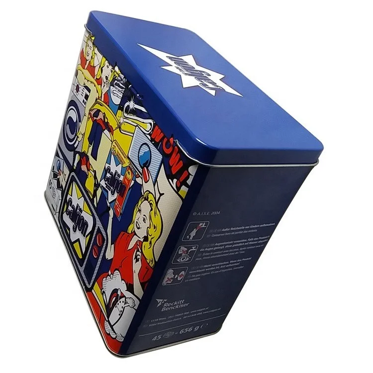 Индивидуальная прямоугольная жестяная коробка с откидной крышкой