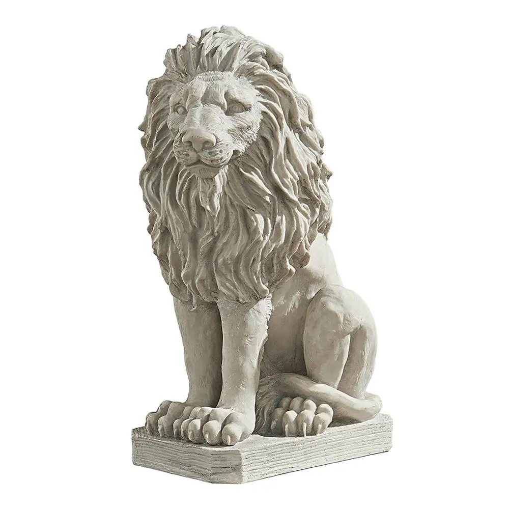Zoo Decoration Life Size Fiberglass Resin Sitting Lion Statue Art Sculpture