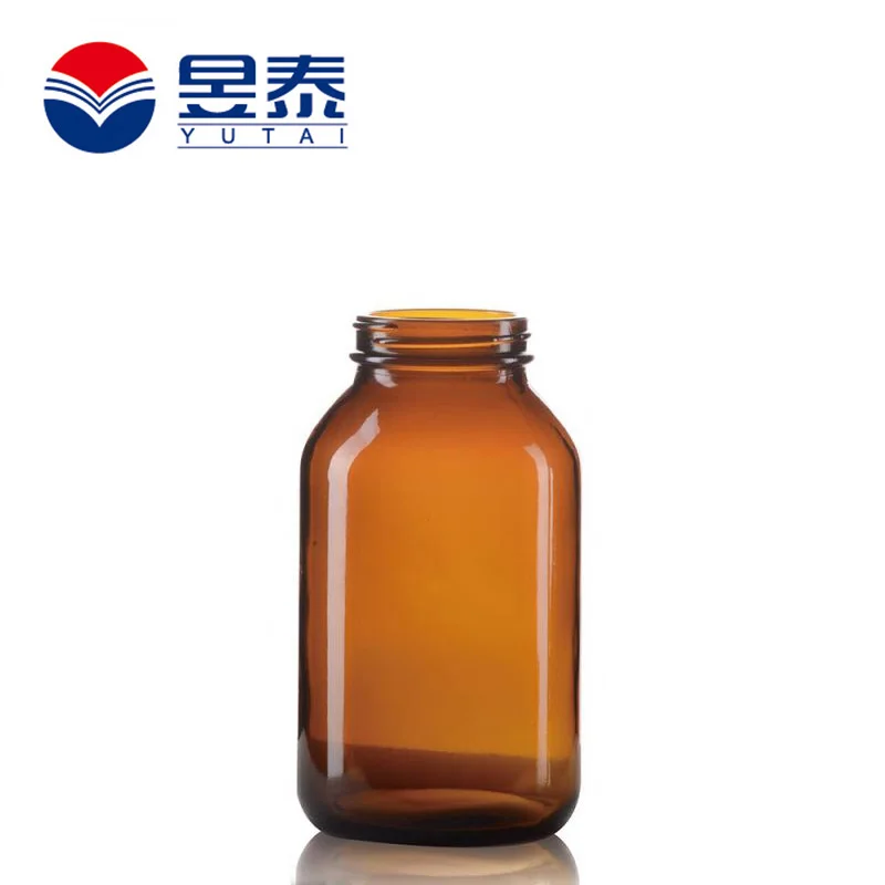 Glass Amber Pill Bottle With Cork Lid Stopper