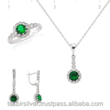 Wholesale Silver 925 Zircon Set ring Earring and Pendant