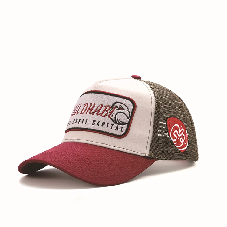 Custom 5 panel 100% cotton dropshipping vintage trucker mesh hat with 3d embroidery