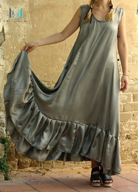 Upcoming Grey Maxi Pure silk evening dress Sexy gray silk prom dress