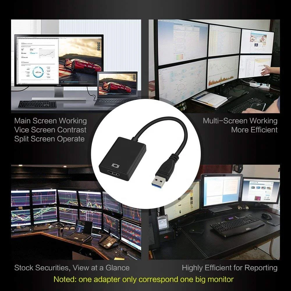 
USB 3.0 to HDMI-compatible Adapter Single Port USB 3.0 HUB 1080P 60 Hz 