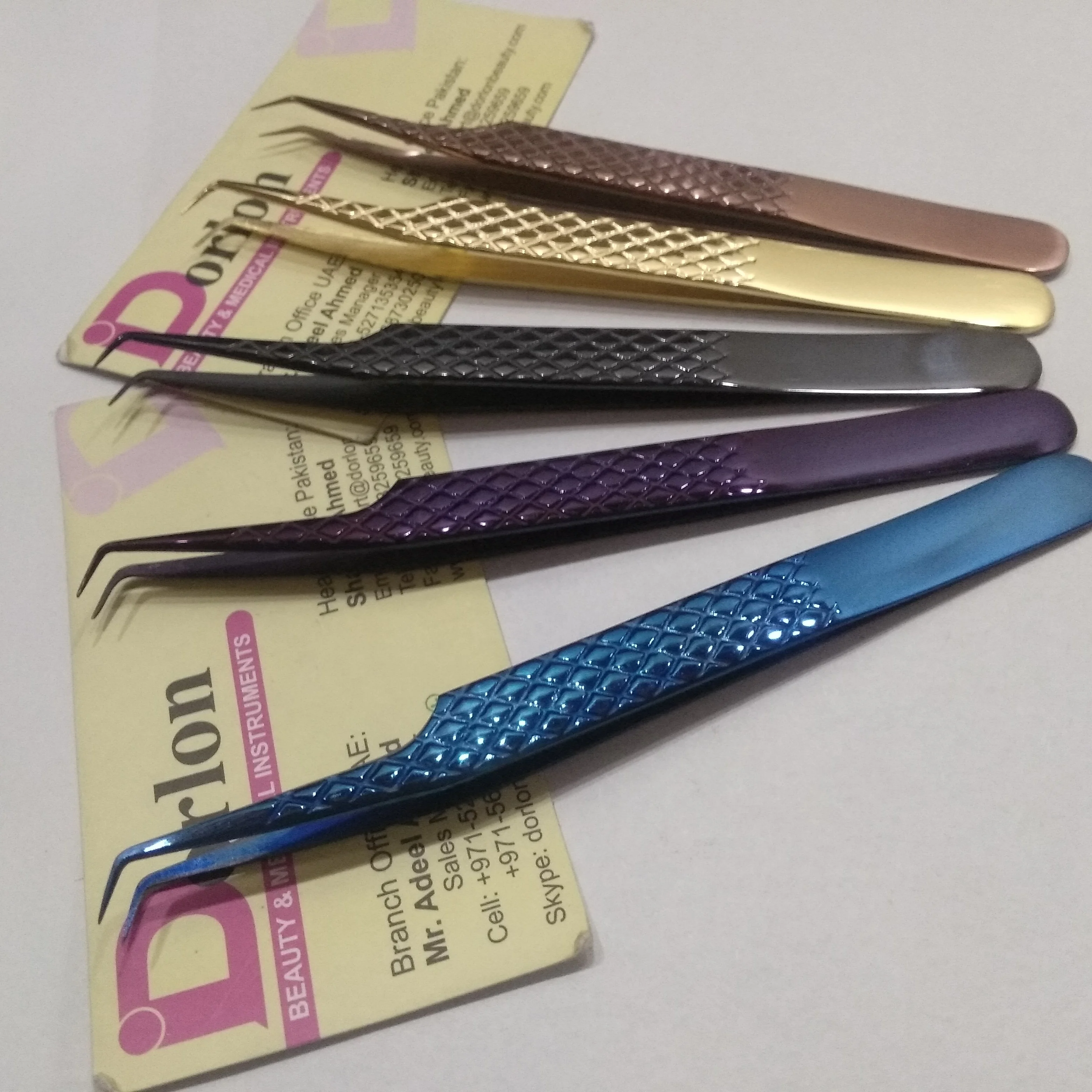 Durable Tweezer Manufacturer Plasma Coating Japanese stainless steel 90 Degree Diamond Grip Eyelash Extension Tweezers