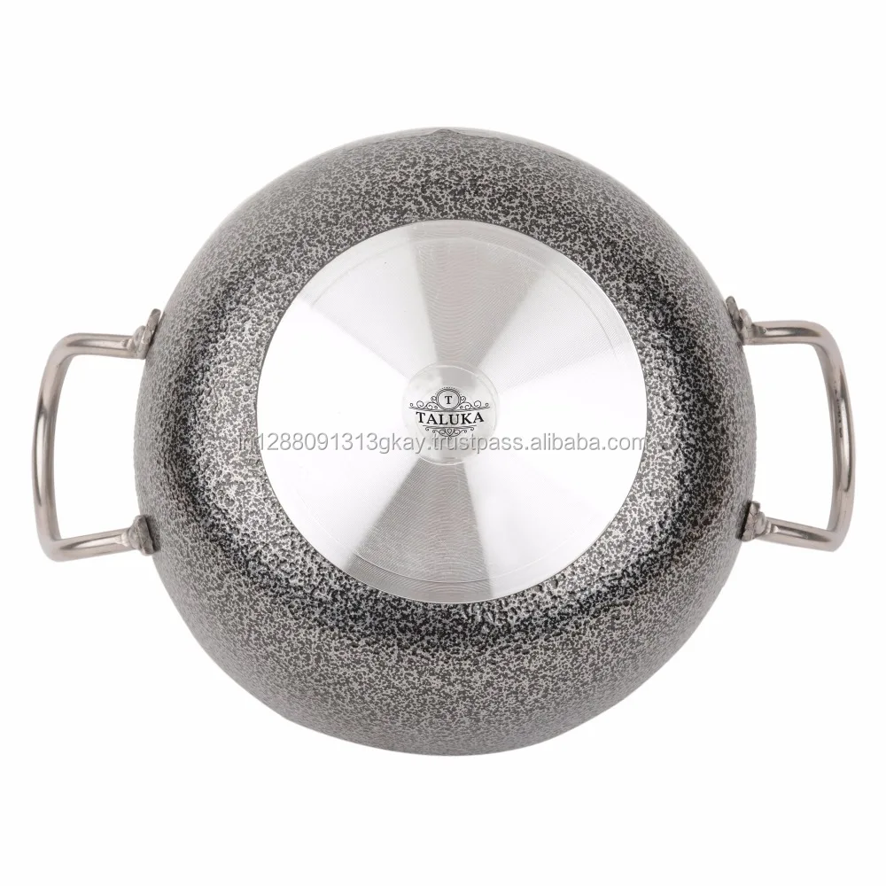 Best quality curry bowl cook ware kadhai black coated aluminium kadai