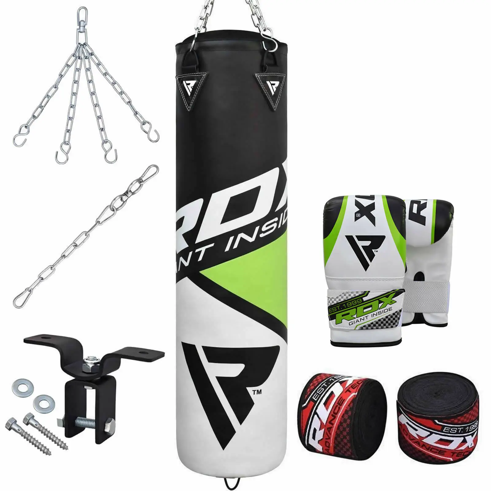 Custom Logo Filled Punch Bag Kick Boxing Set Gloves Punching MMA Ceiling Hook Chains PX
