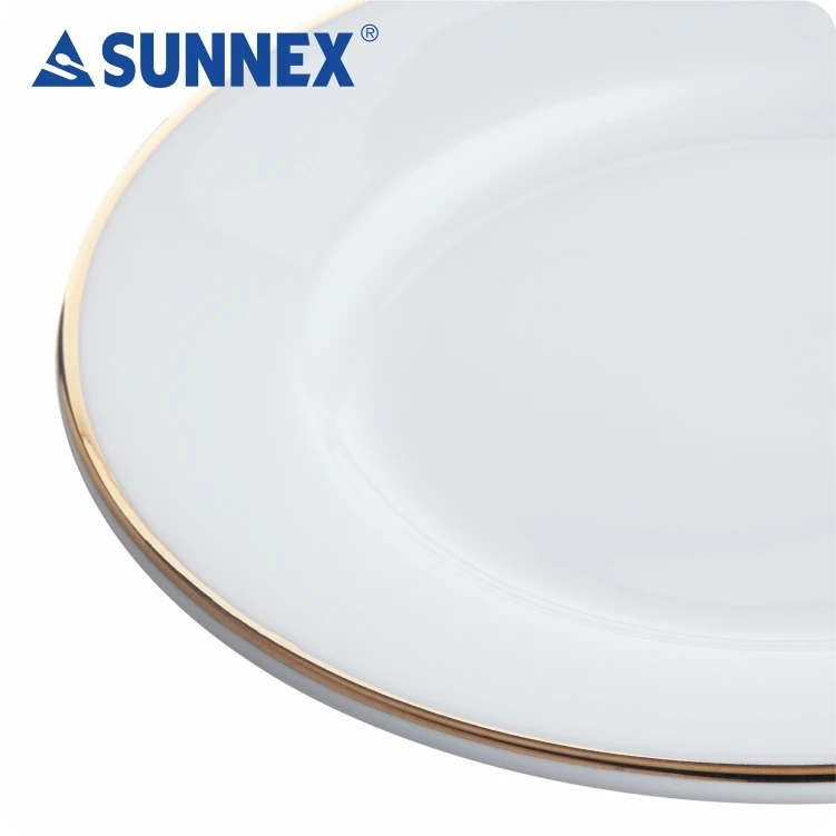 SUNNEX 2022 горячая Распродажа экономичная белая фарфоровая чашка 10 дюймов тарелка с золотой окантовкой ручной росписи