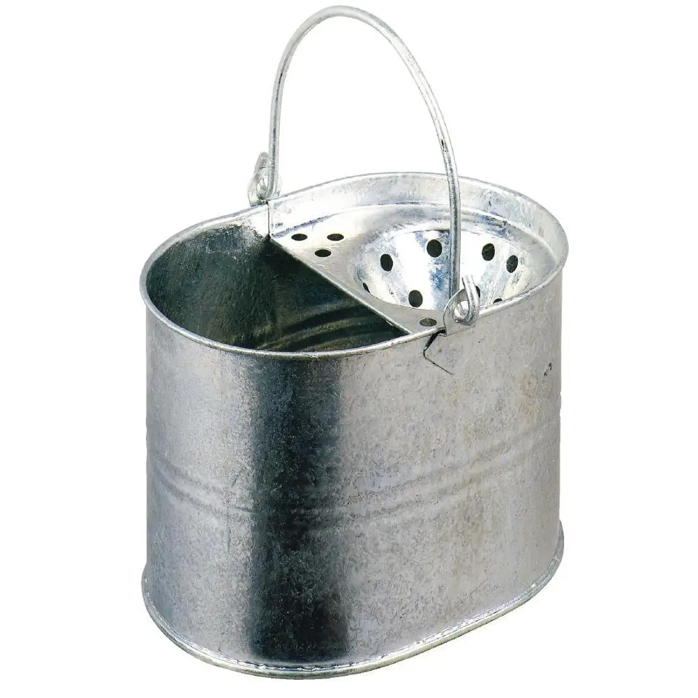 Large Galvanized Metal Steel Mop Bucket with Handle for Home Office General Indoor/Outdoor Heavy Duty